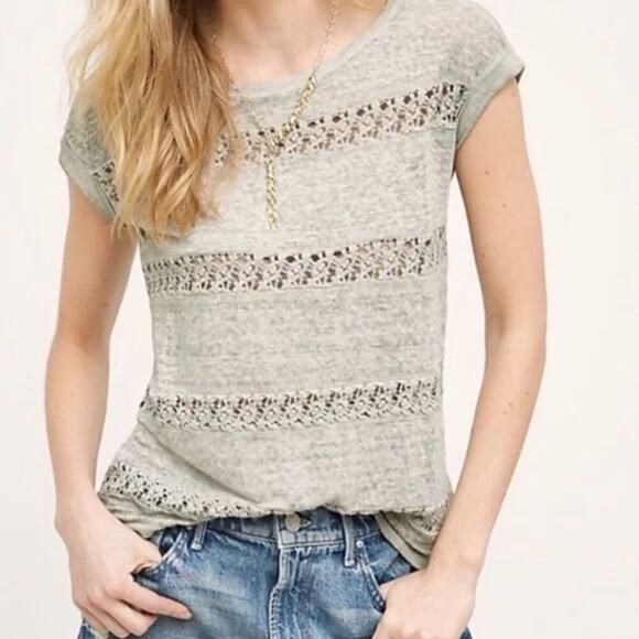 NWT Anthropologie Akemi + Kin Lattice Stripe Top - Picture 1 of 8